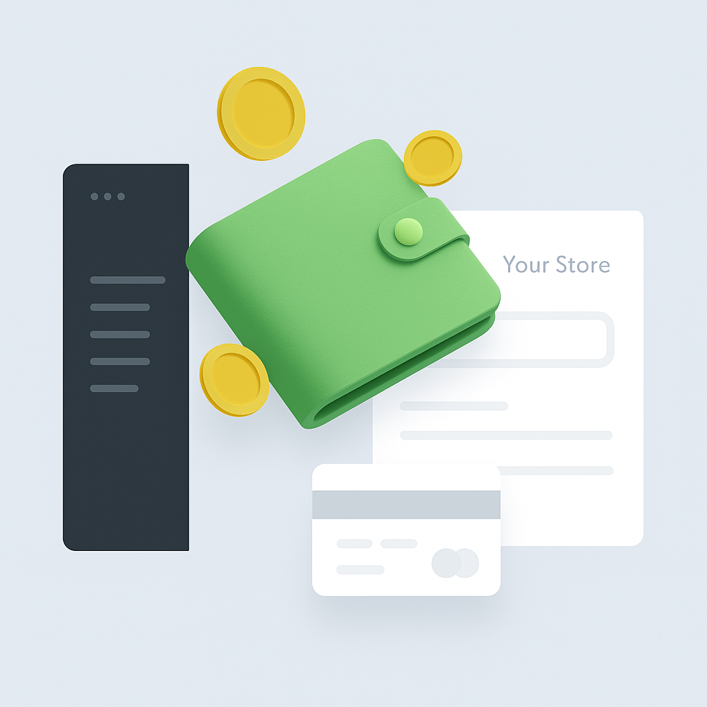 Wallet with coins illustration